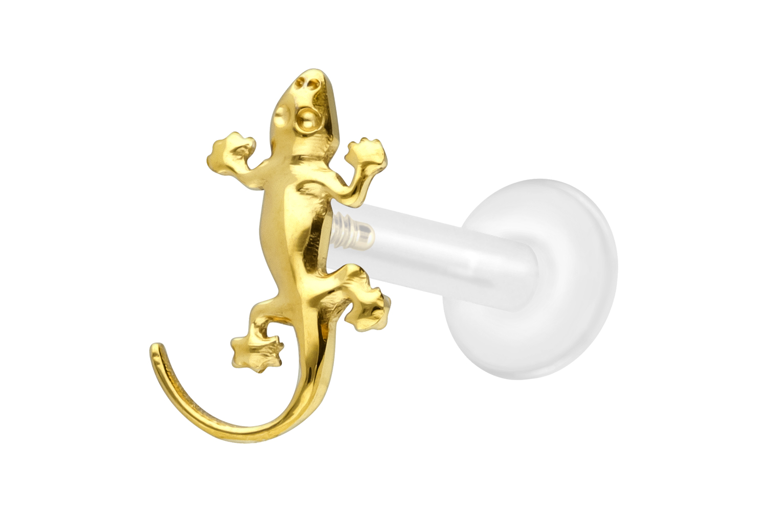 PTFE Labret Piercing mit Innengewinde + Titan-Aufsatz GECKO